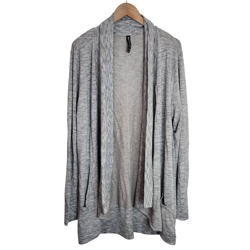 Athleta Pranayama Wrap Cardigan Women XL Gray Heathered Open Front Modal Pocket‎
